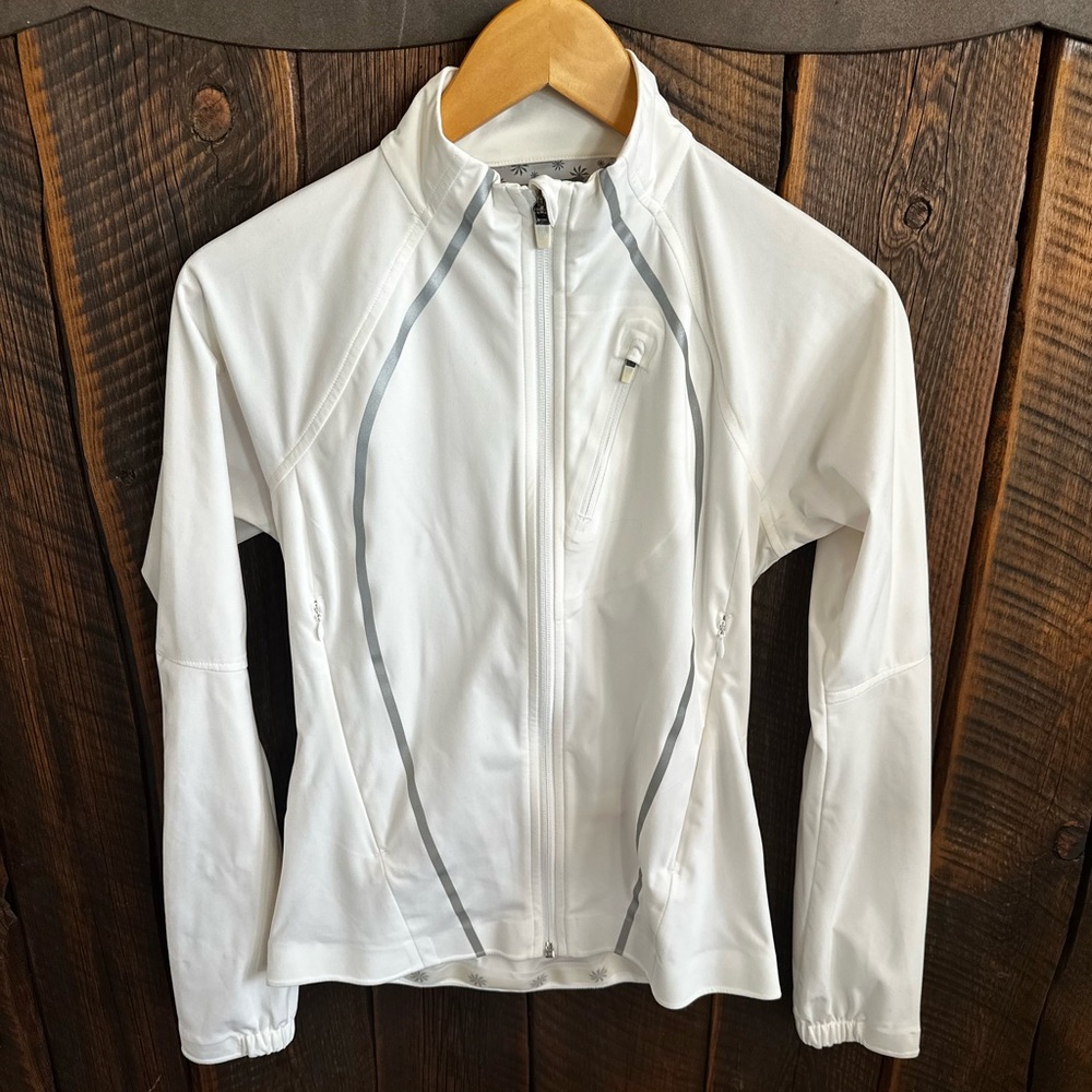 Athleta athletic jacket with reflective strips and pockets